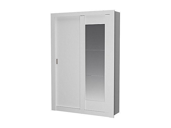 Armoire PETTERI - 2 portes coulissantes - Avec miroir - L.152 cm - Blanc