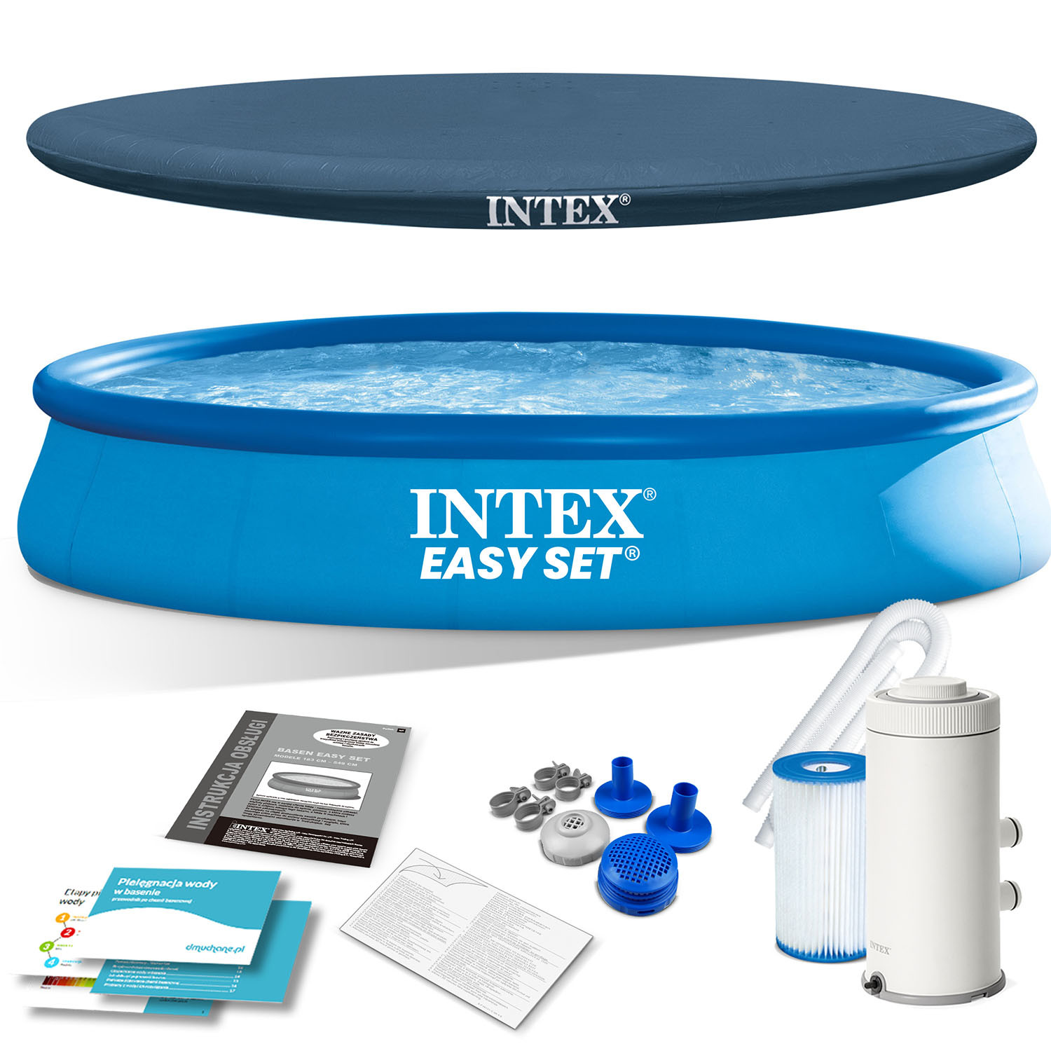 Basen ogrodowy rozporowy 457x84cm Intex zestaw 10w1