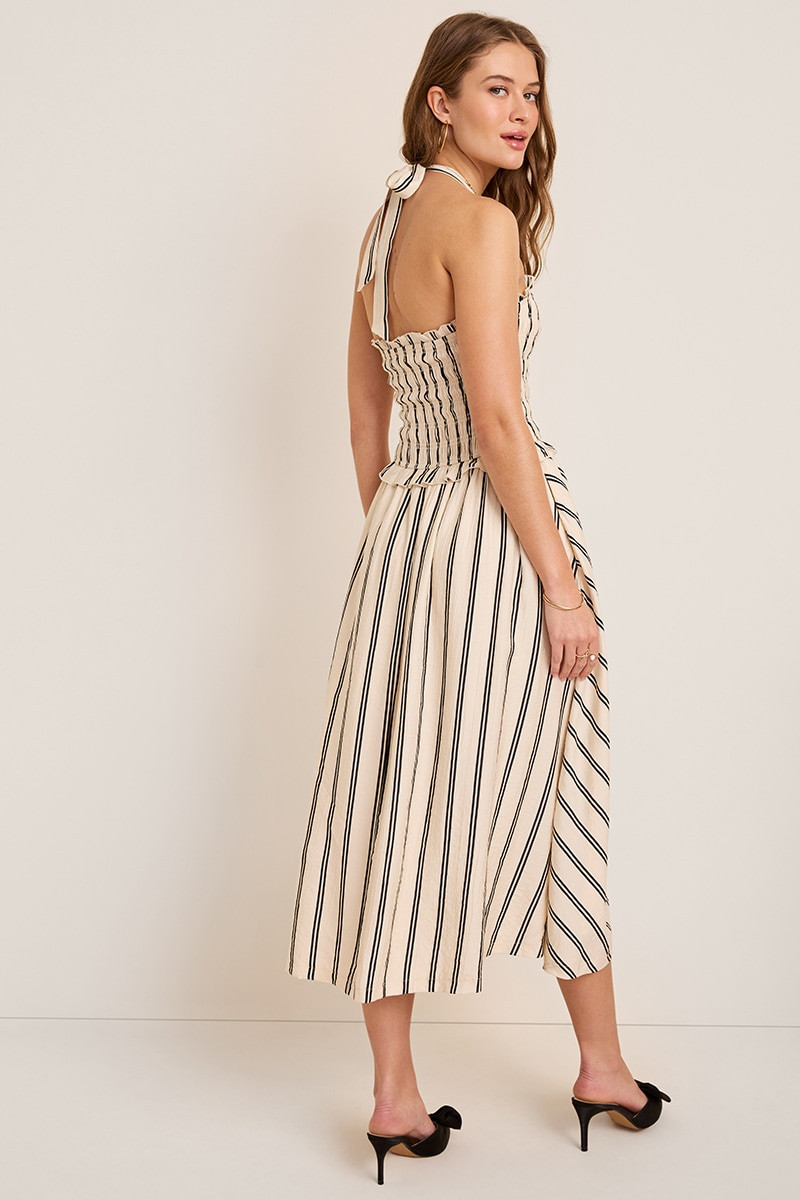 Pam Striped Halter Midi Dress