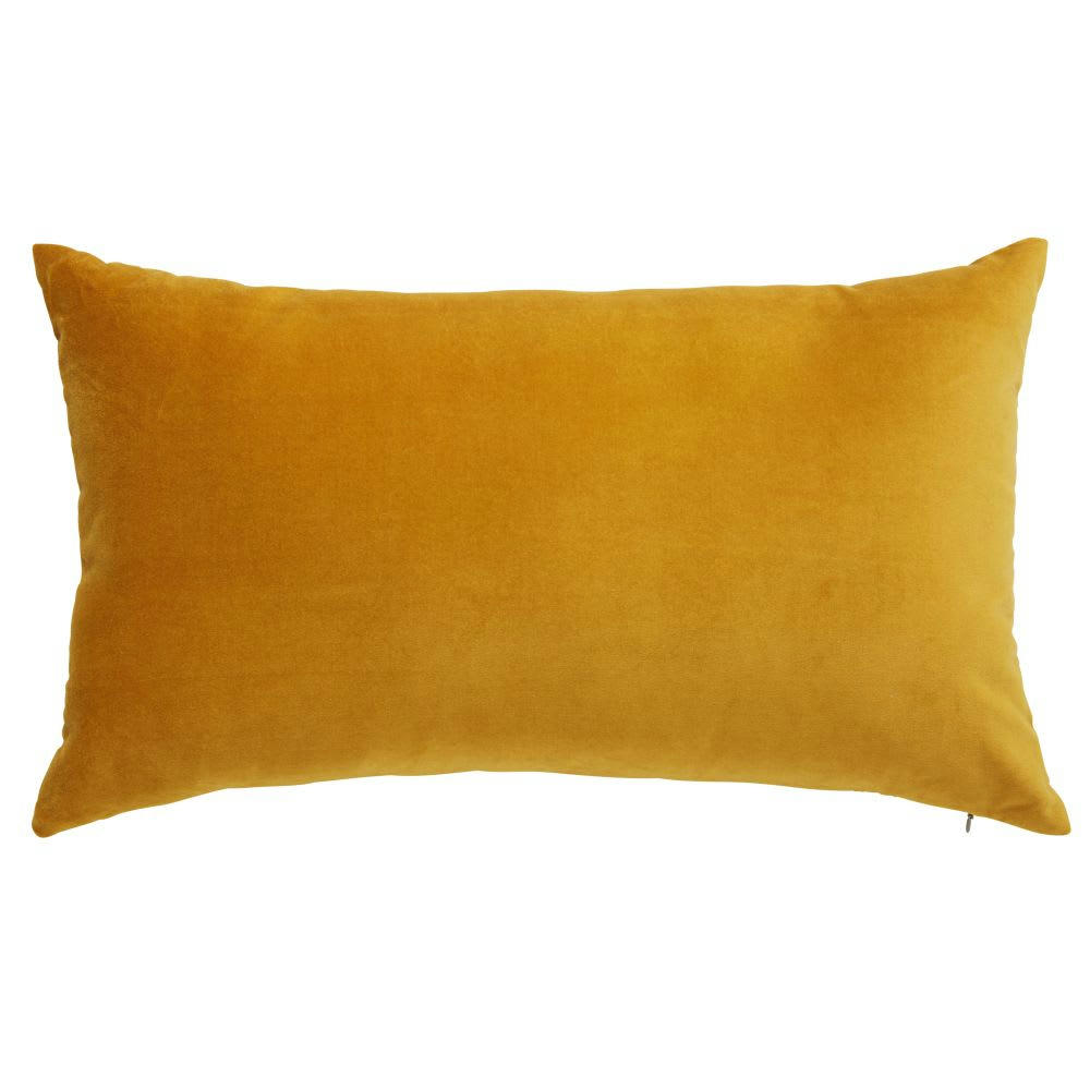 - Coussin en velours jaune moutarde 30x50