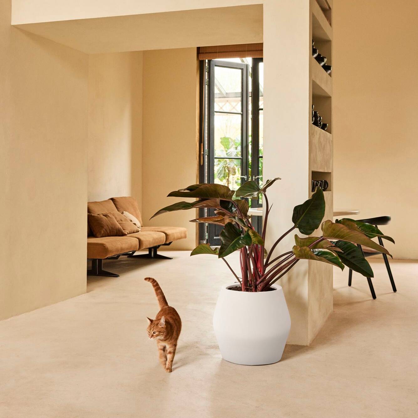 Elho June Split Low 46 - Linnen wit - Ø 46 x H 42 cm - Binnen en Buite