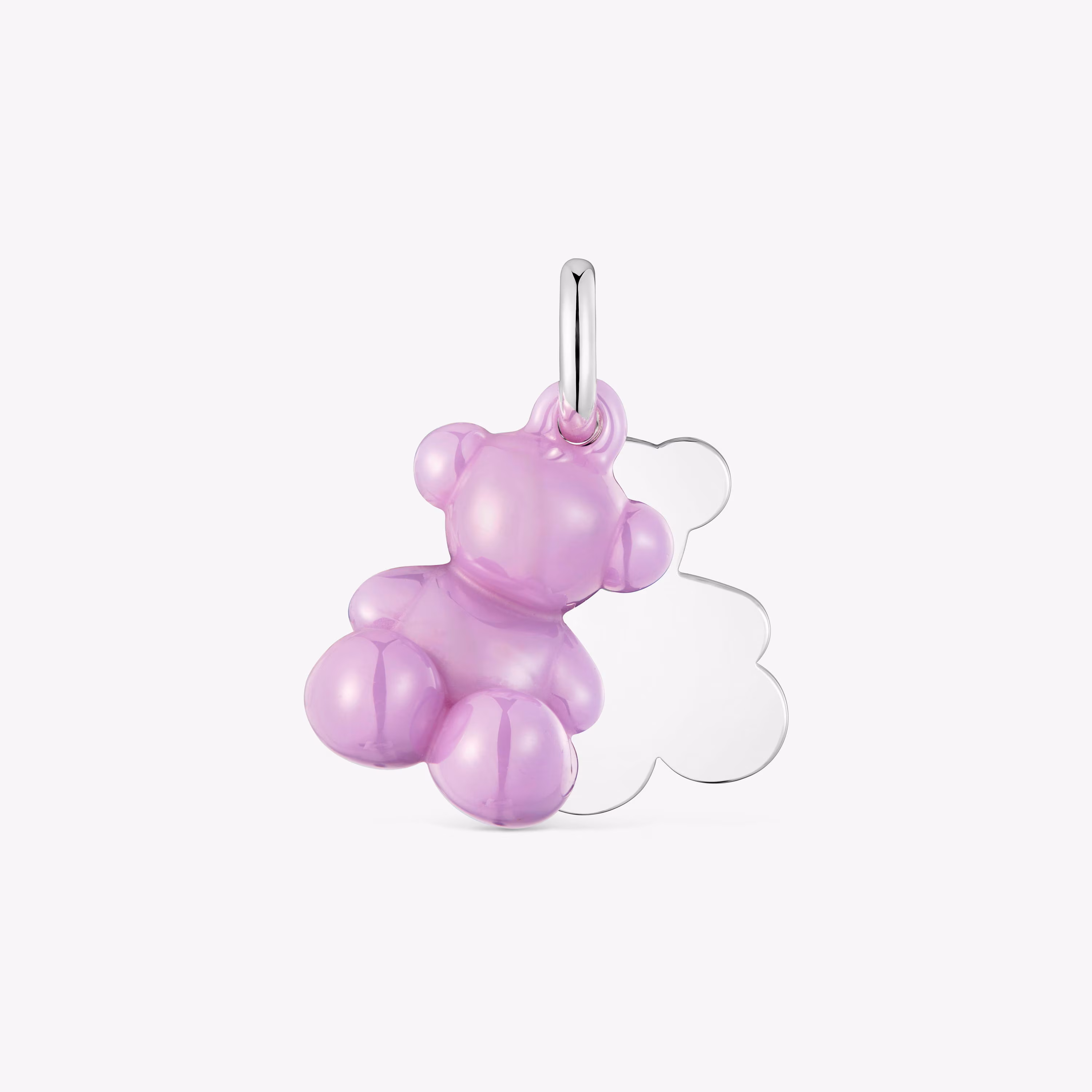 Colgante doble oso de plata y cerámica lila Bold Bear