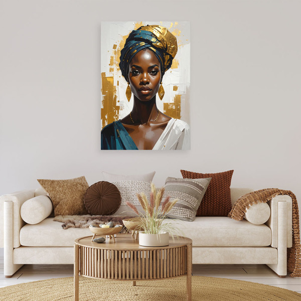 Obraz do salonu sypialni, Portret kobiety w złotym turbanie 20x30