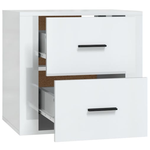 NNEVL Wall-mounted Bedside Cabinet High Gloss White 50x36x47 cm