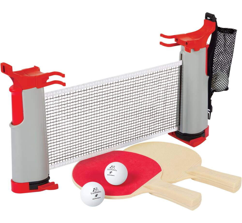 EastPoint Everywhere Table Tennis/Ping Pong Set w/ Retractable Net, Balls & Paddles/Rackets