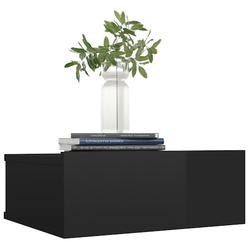 NNEVL Floating Nightstands 2 pcs High Gloss Black 40x30x15 cm Chipboard