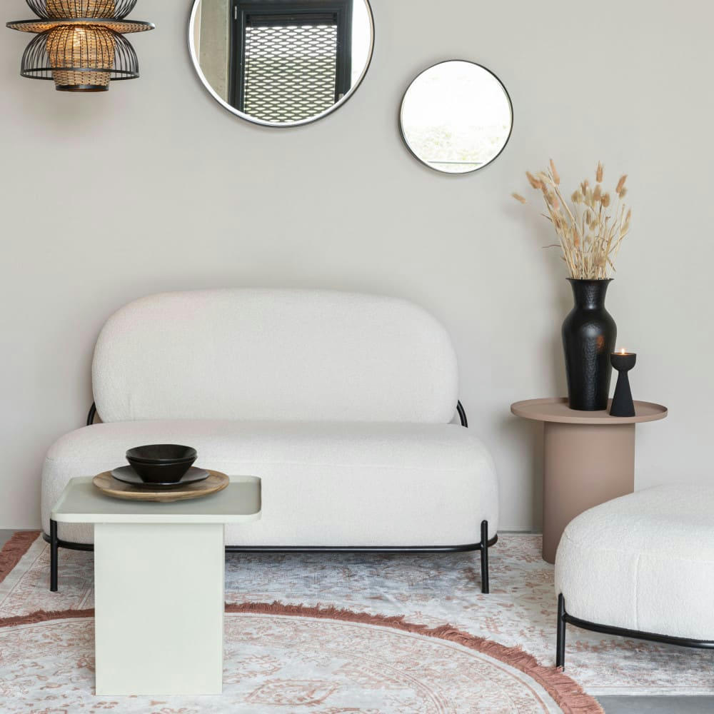 SVERRE - Table d'appoint carrée en métal 44x44cm blanc ivoire