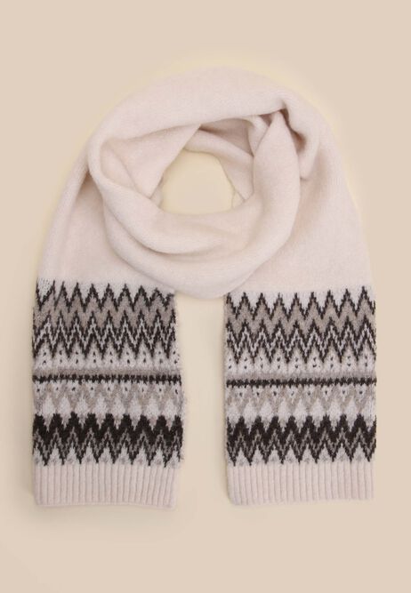 Womens Cream Fairisle Scarf