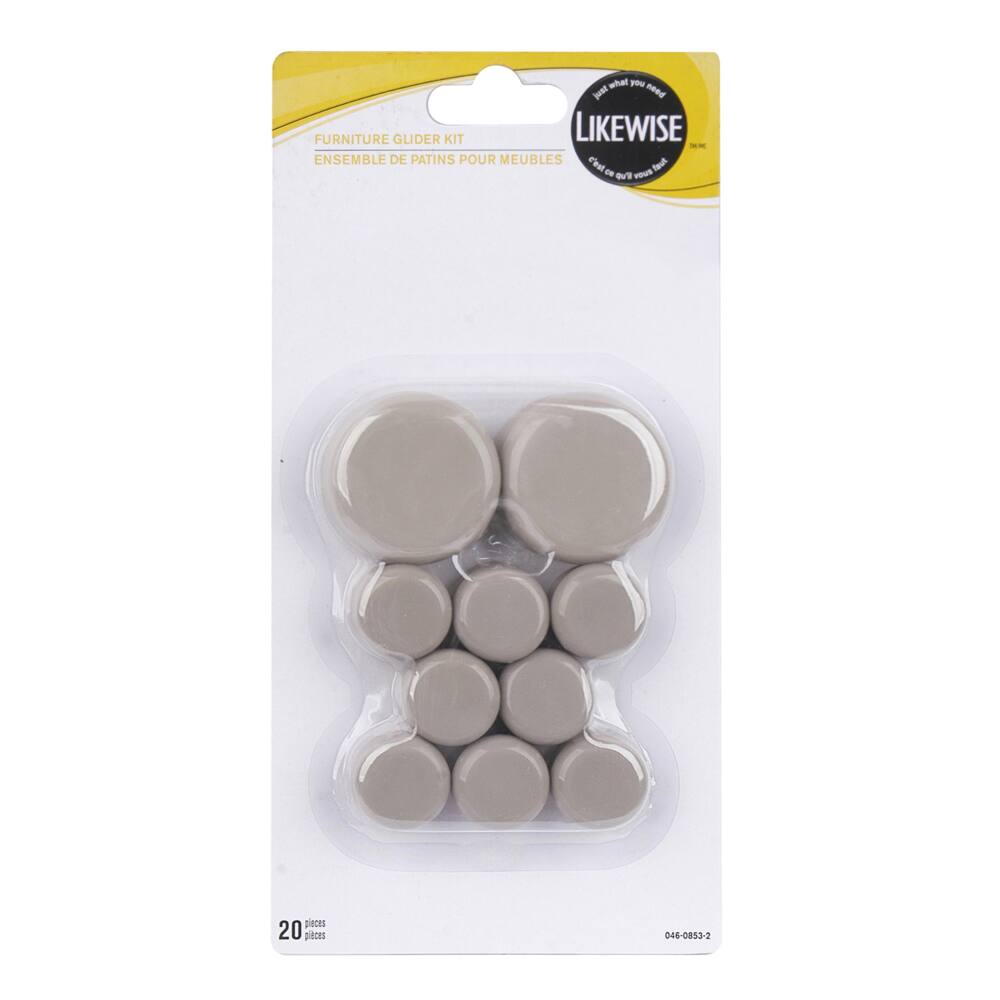 Furniture Glider Kit, For Carpet and Ceramic Tiles, Assorted Sizes, 20-pc