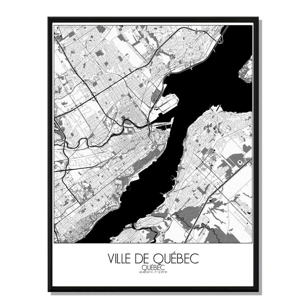 - Affiche Québec Carte N&B 40x50