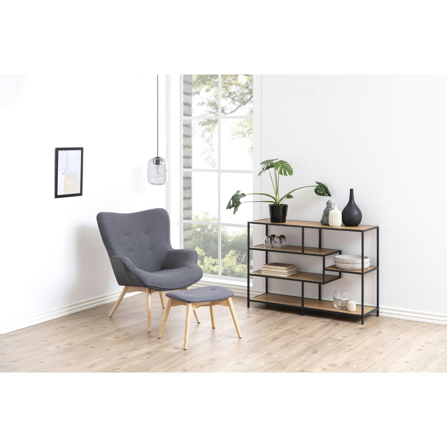 SIREINE - Bibliothèque ouverte 4 étagères en mdf et métal beige