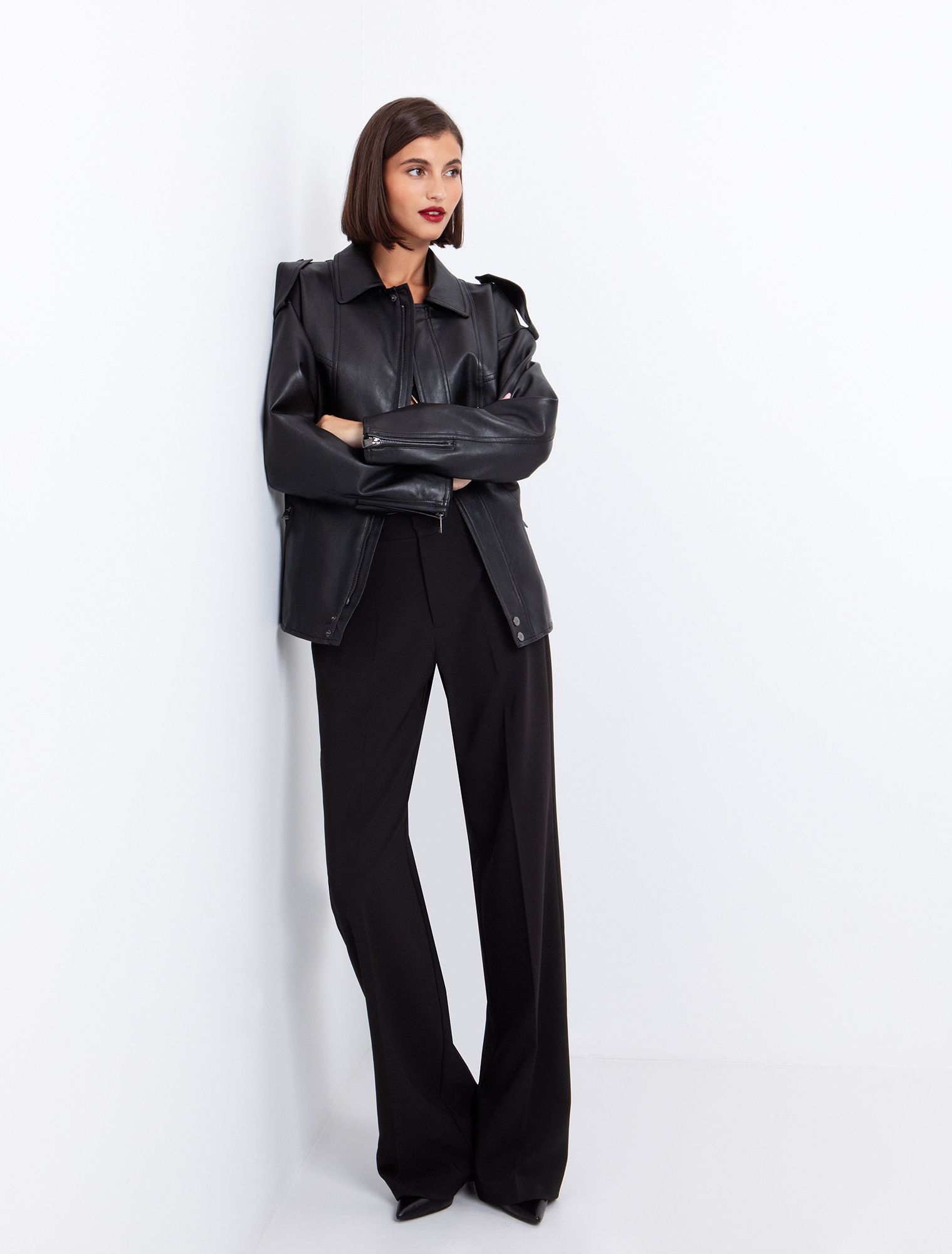 Δερματίνη jacket με ζώνη