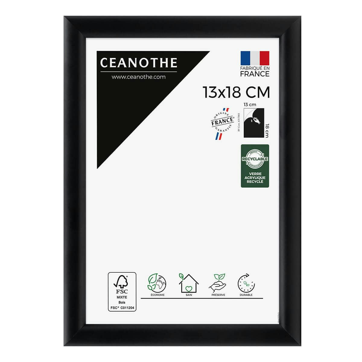 ESSENTIEL - Cadre photo exposition noir 13x18 cm résine recyclée