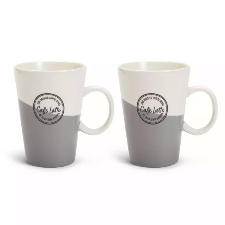 Habitat Set of 2 Latte Cup - Grey and White