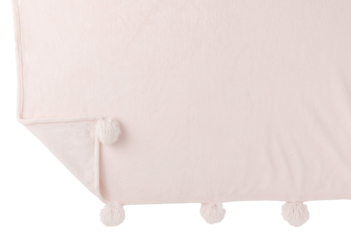 J-Line plaid Pompom - polyester - lichtroze - 170 x 130 cm