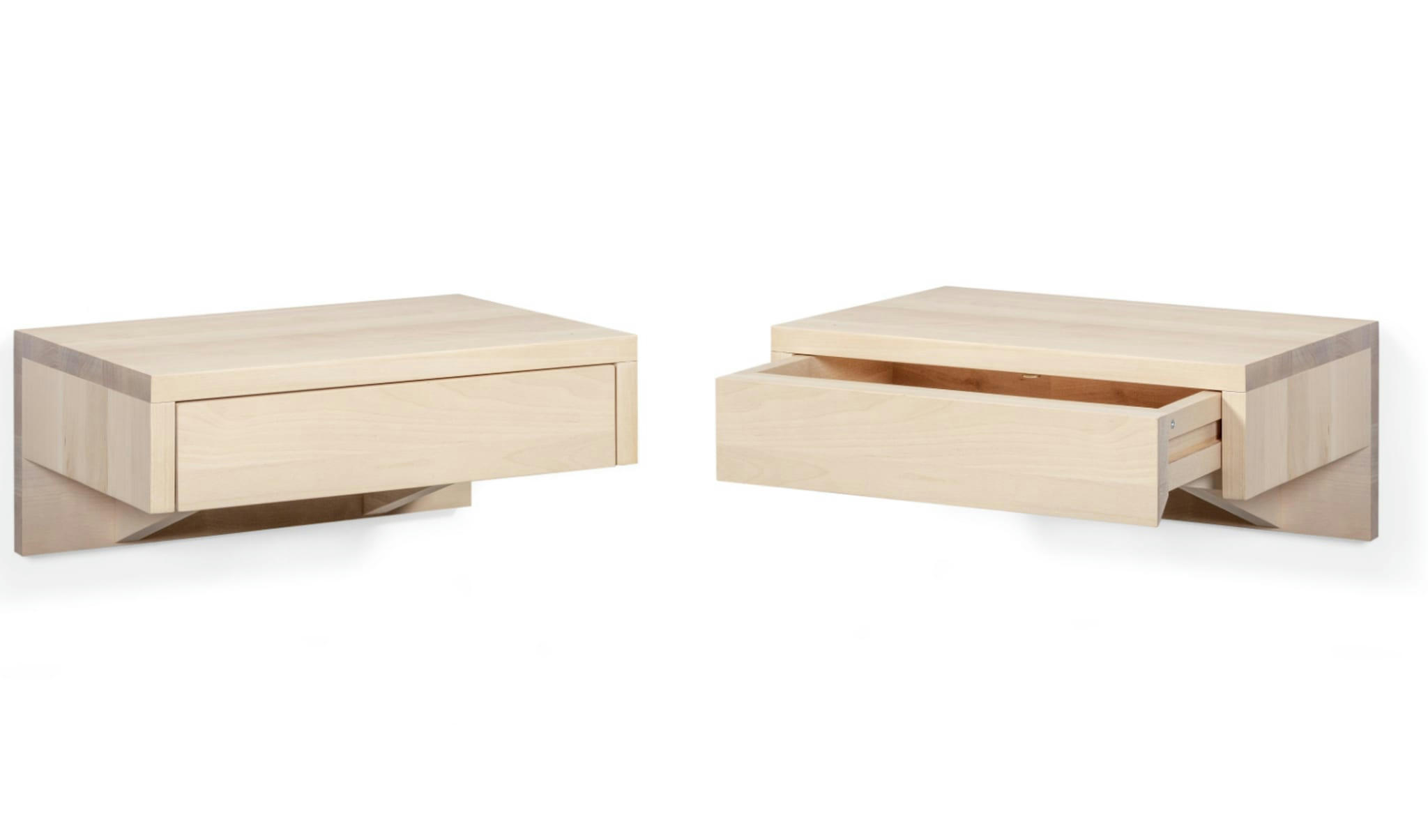 BO - Lot de 2 Table de chevet en hêtre blanc huilé