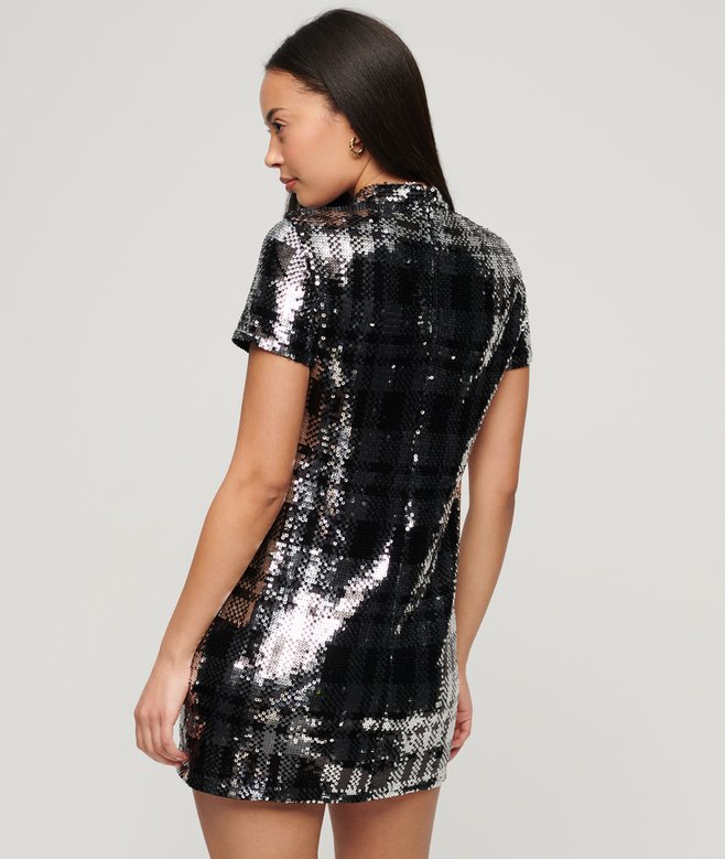High Neck Sequin T-Shirt Dress