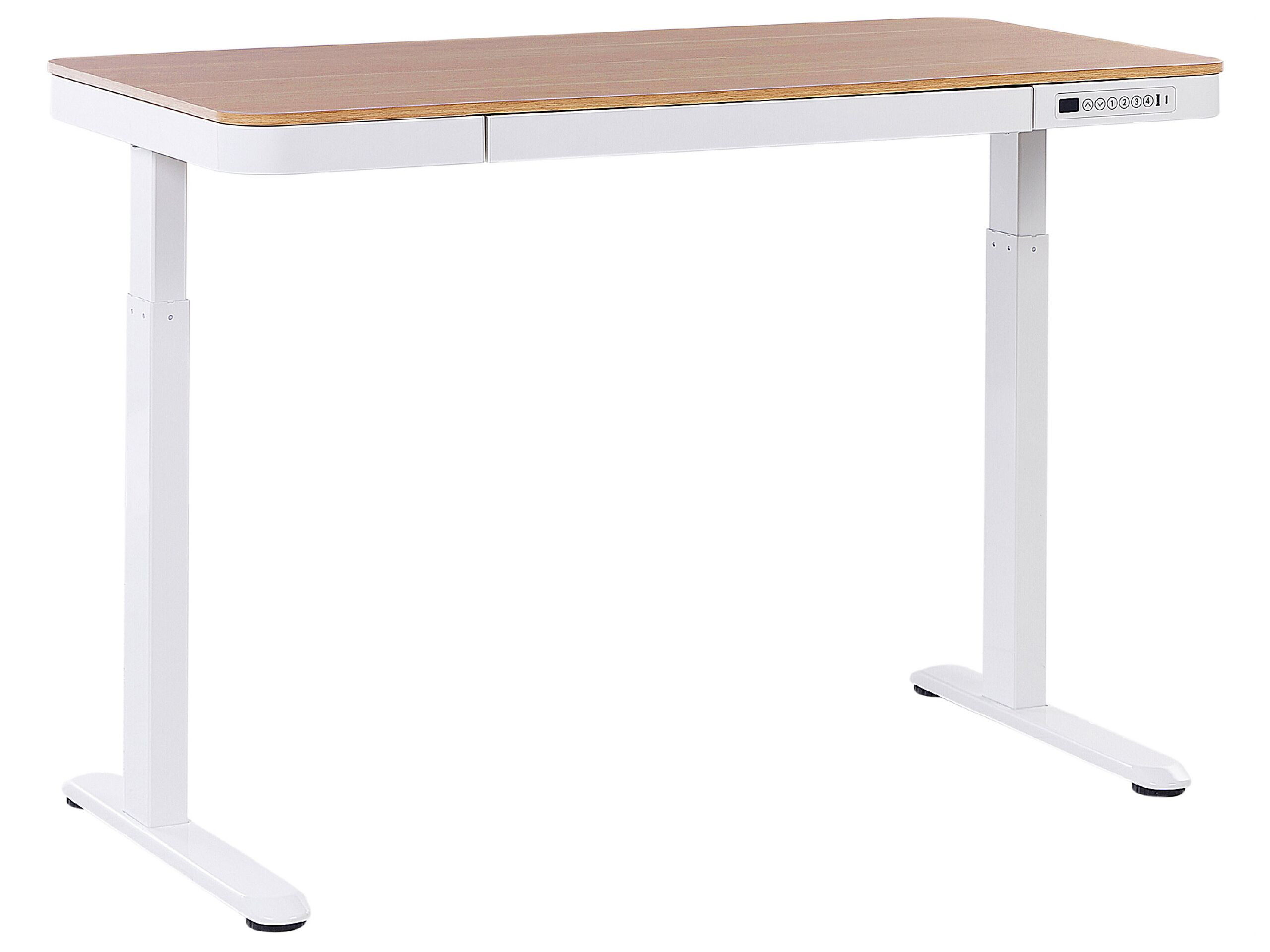 Biurko regulowane 120x60 jasne drewno z białym