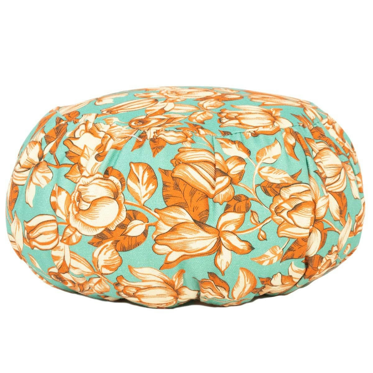 APONI - Coussin de méditation en coton imprimé fleuri orange