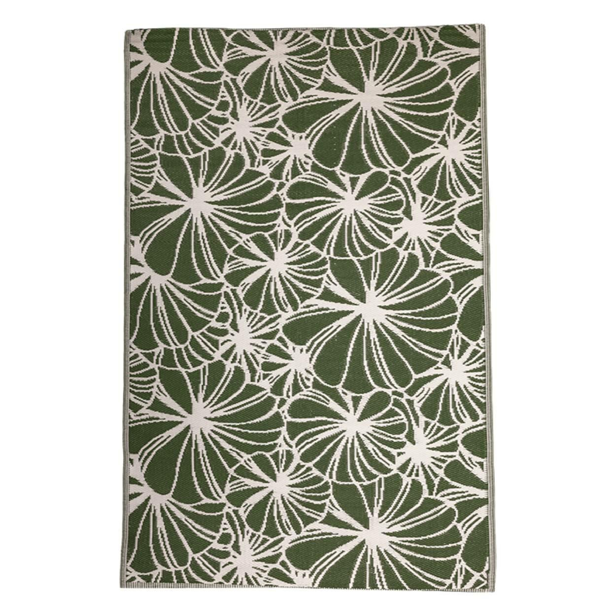 Dywan zewnętrzny ciemny zielony 150x242 cm dwustronny liście
