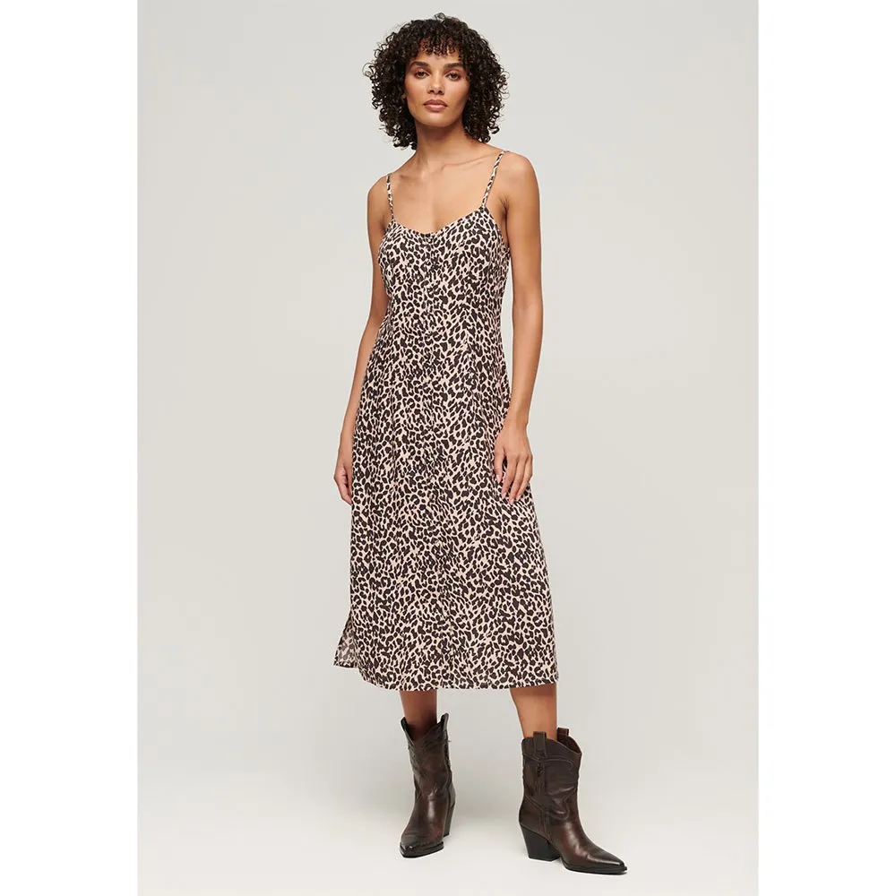 Superdry Print Button Cami sleeveless midi dress
