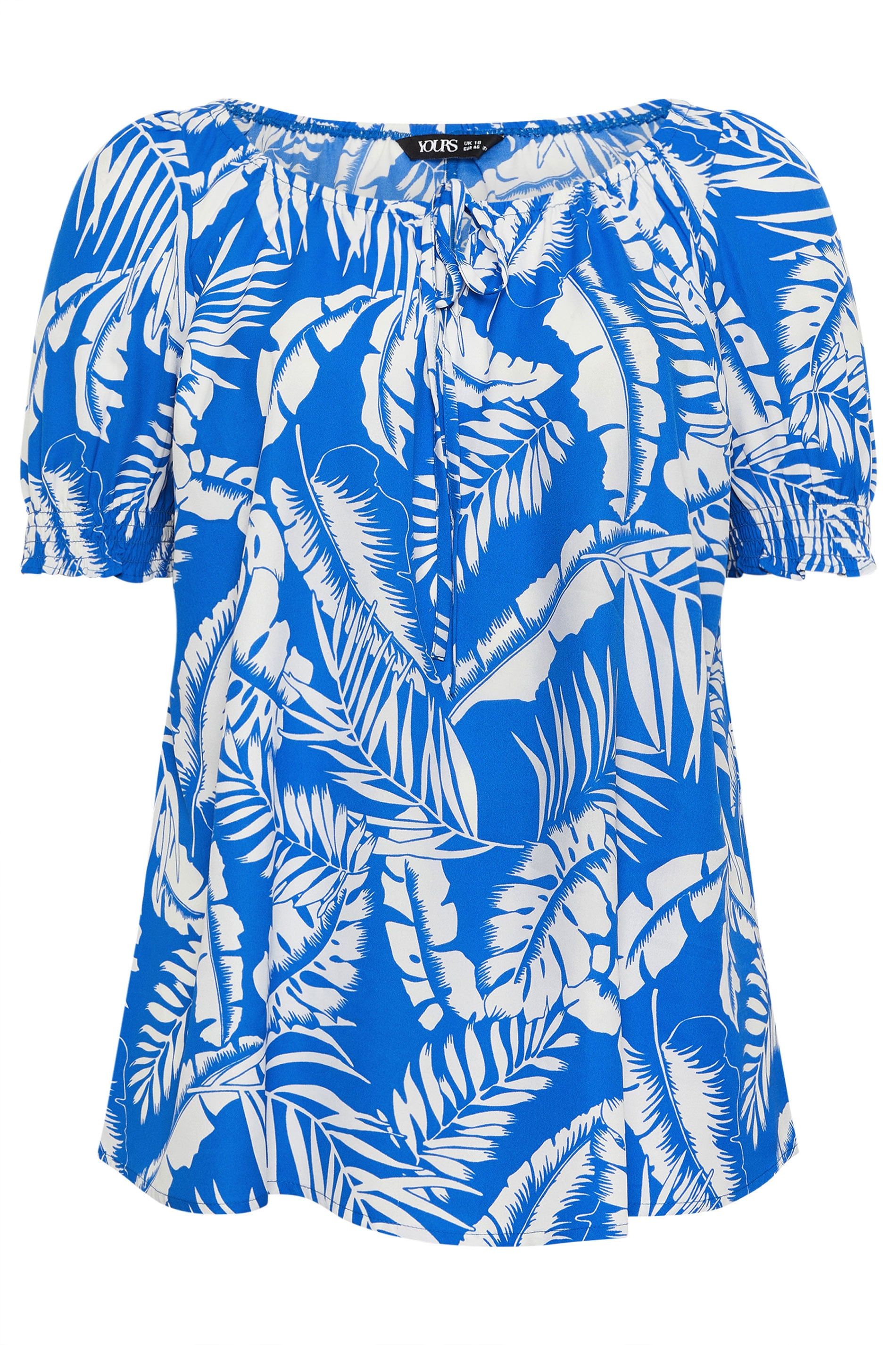 Yours Palm Leaf Tie Neck Blouse