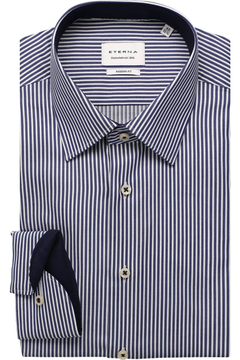 ETERNA Dynamic Cotton Modern Fit Hemd marine, Gestreift