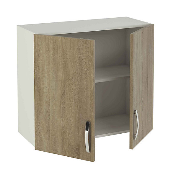 Meuble haut de cuisine 2 portes coloris chêne cortez - Hauteur 70 x Longueur 80 x profondeur 35 cm