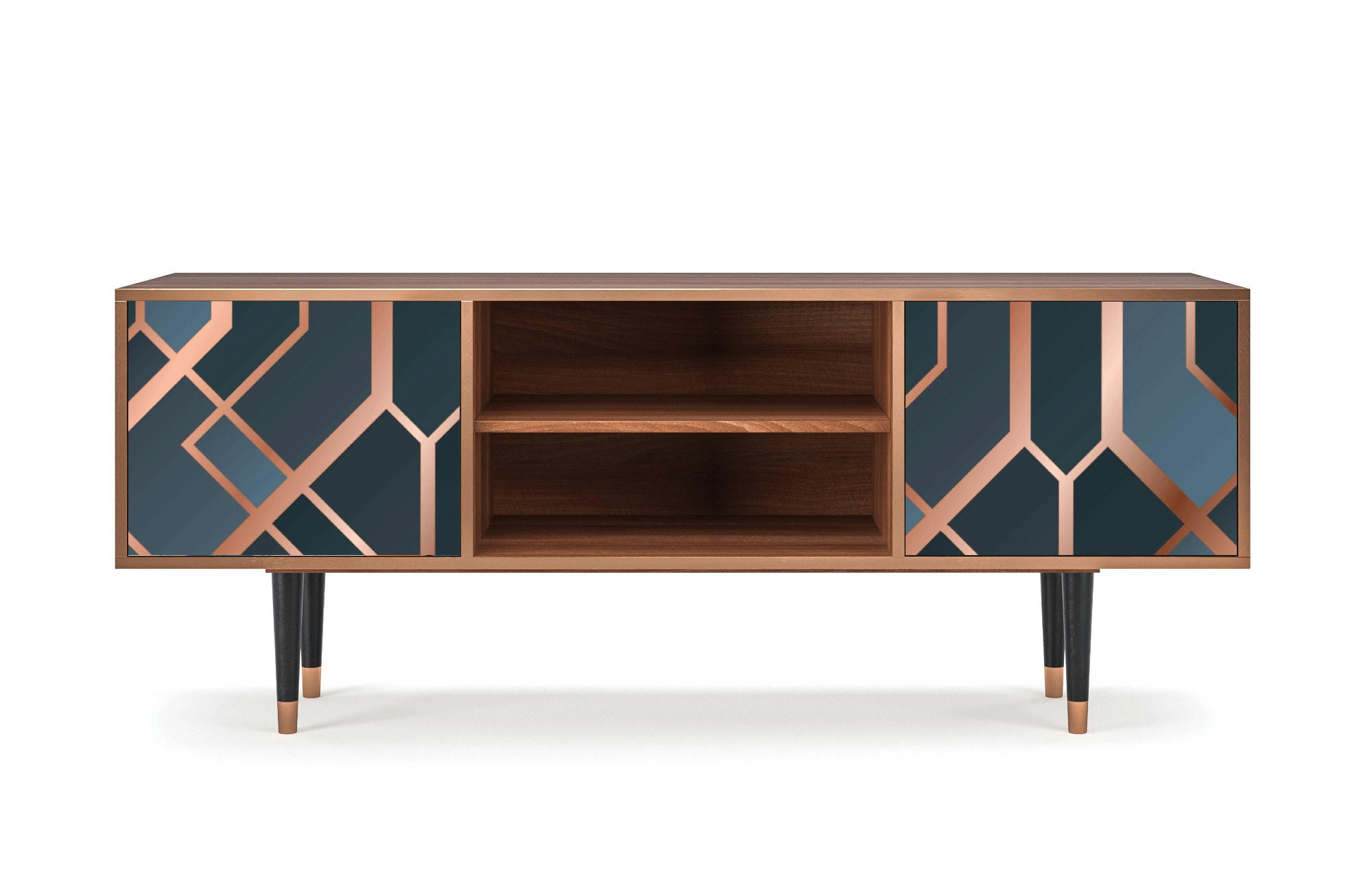 ASHY 1920' - Meuble TV  bleu-vert 2 portes L 170 cm