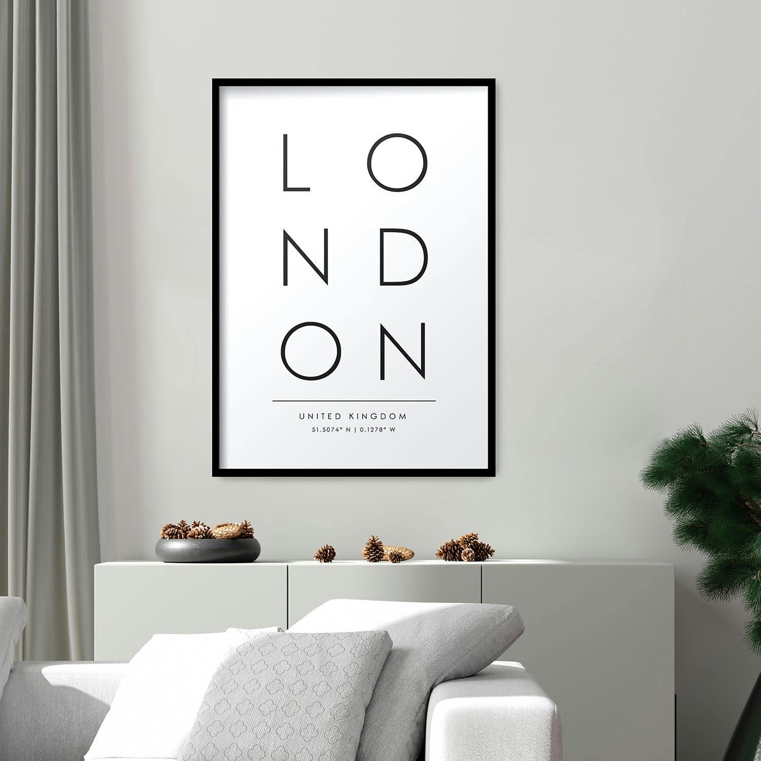 CIUDADES - Affiche avec cadre noir - Londres - 50x70
