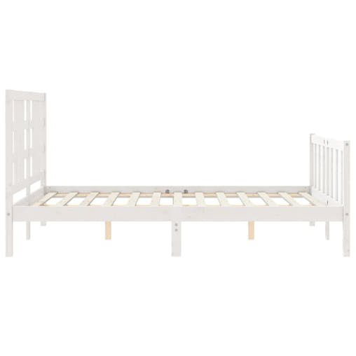 NNEVL Bed Frame with Headboard White 137x187 cm Double Solid Wood