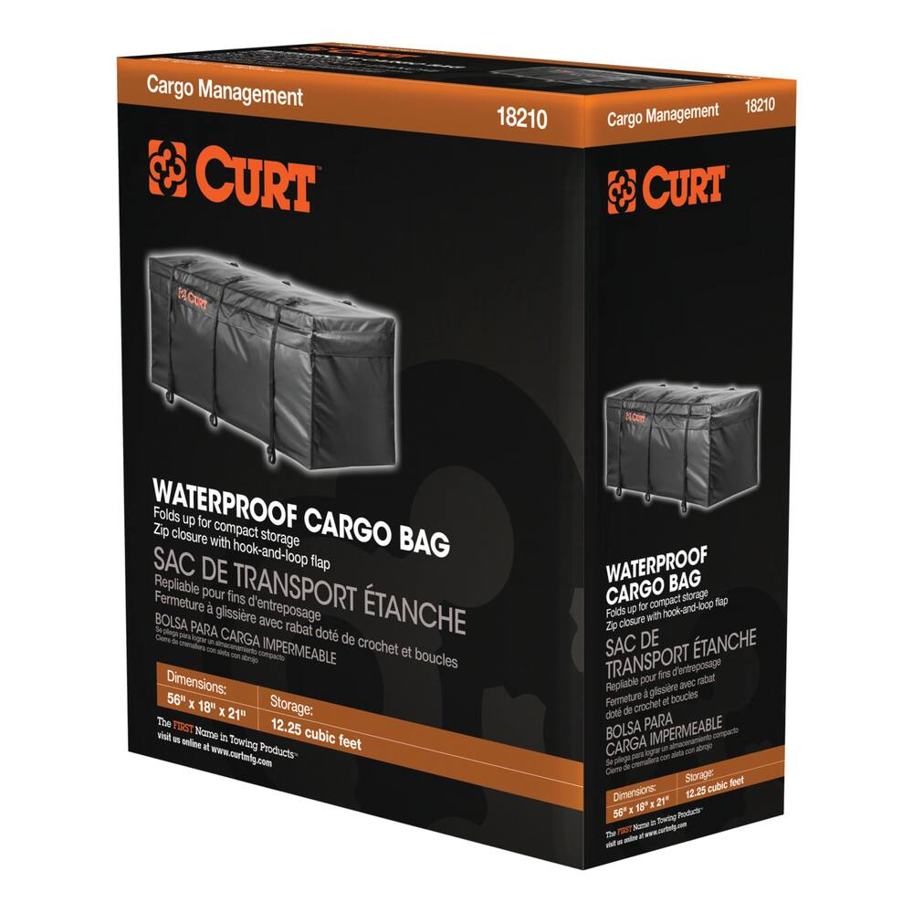CURT Weather-Resistant Vinyl Roof Top Cargo Bag, Black, 56 x 18 x 21-in