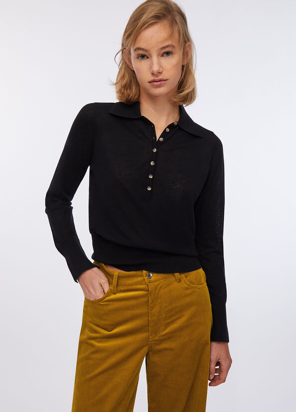 Polo in cotone e cashmere