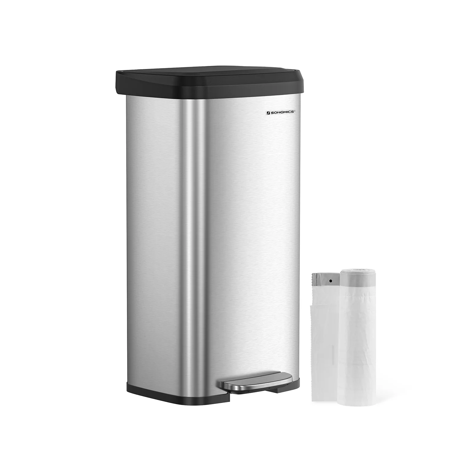 Poubelle de cuisine 68L en métal à pédale