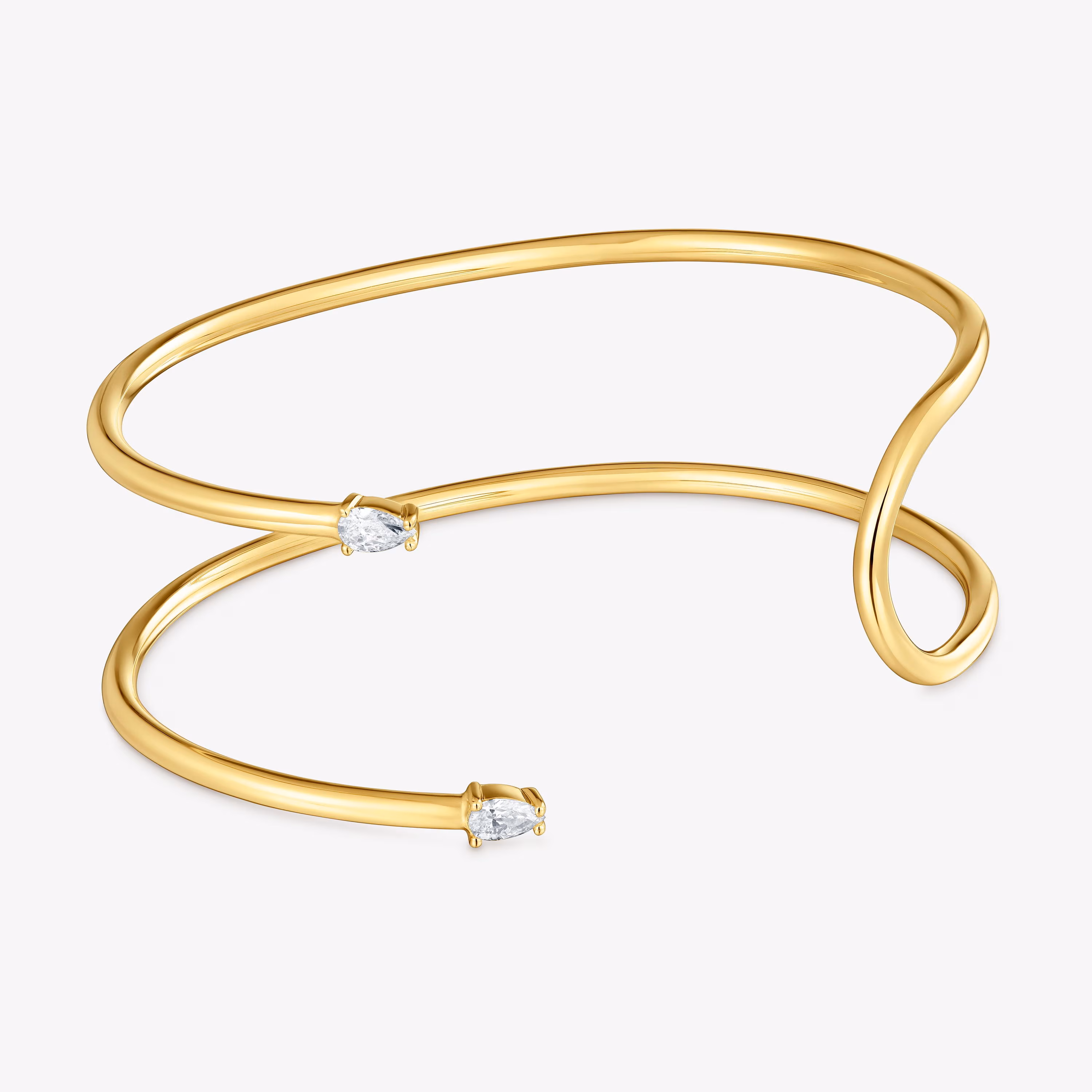 Pulsera esclava con baño de oro 18 kt sobre plata y diamantes creados en laboratorio Lio LGD