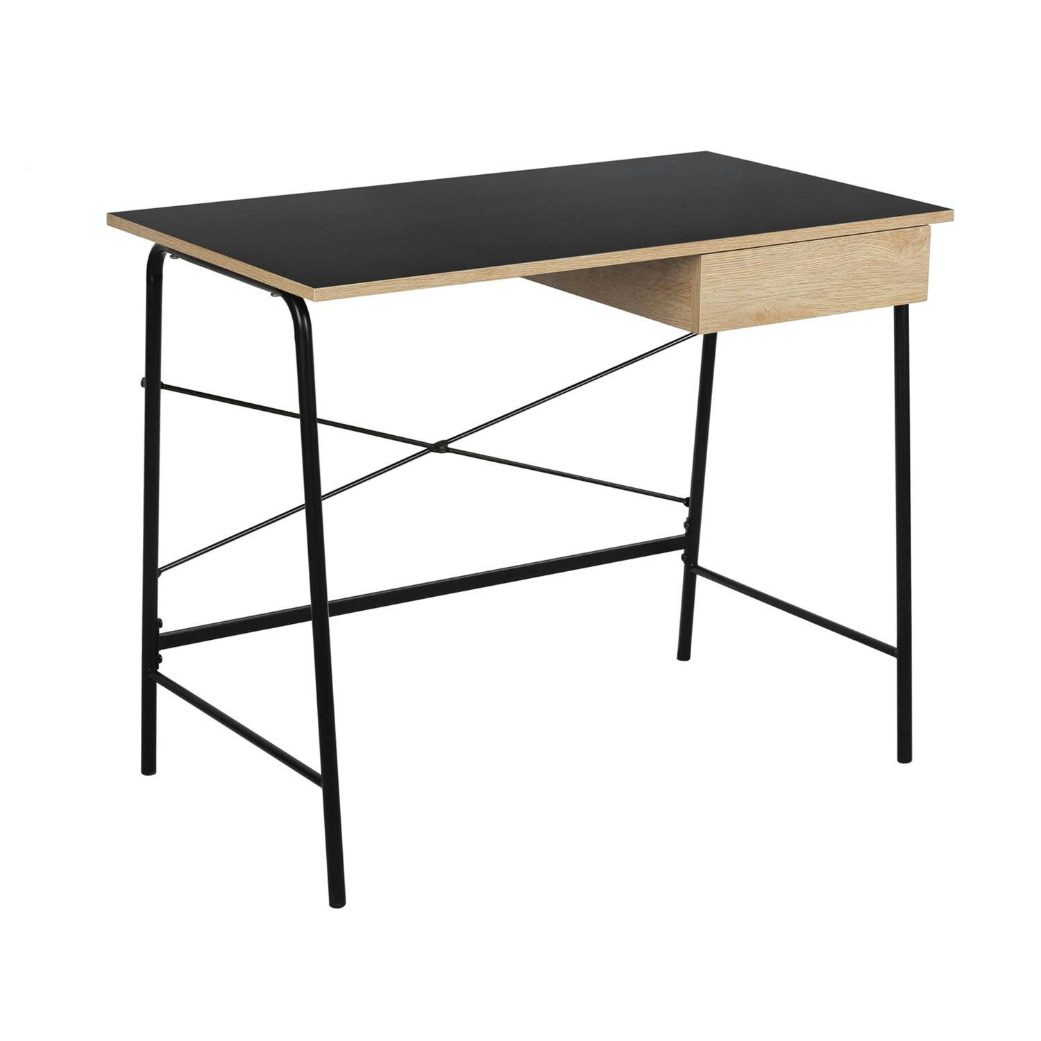 STANFORD - Bureau industriel en bois noir