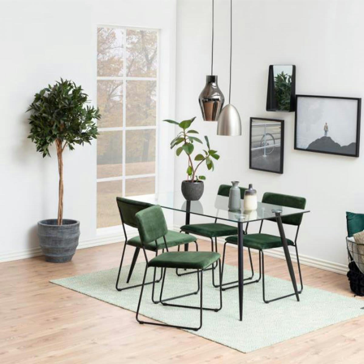 CARNELIA - Lot de 2 chaises en velours style moderne vert