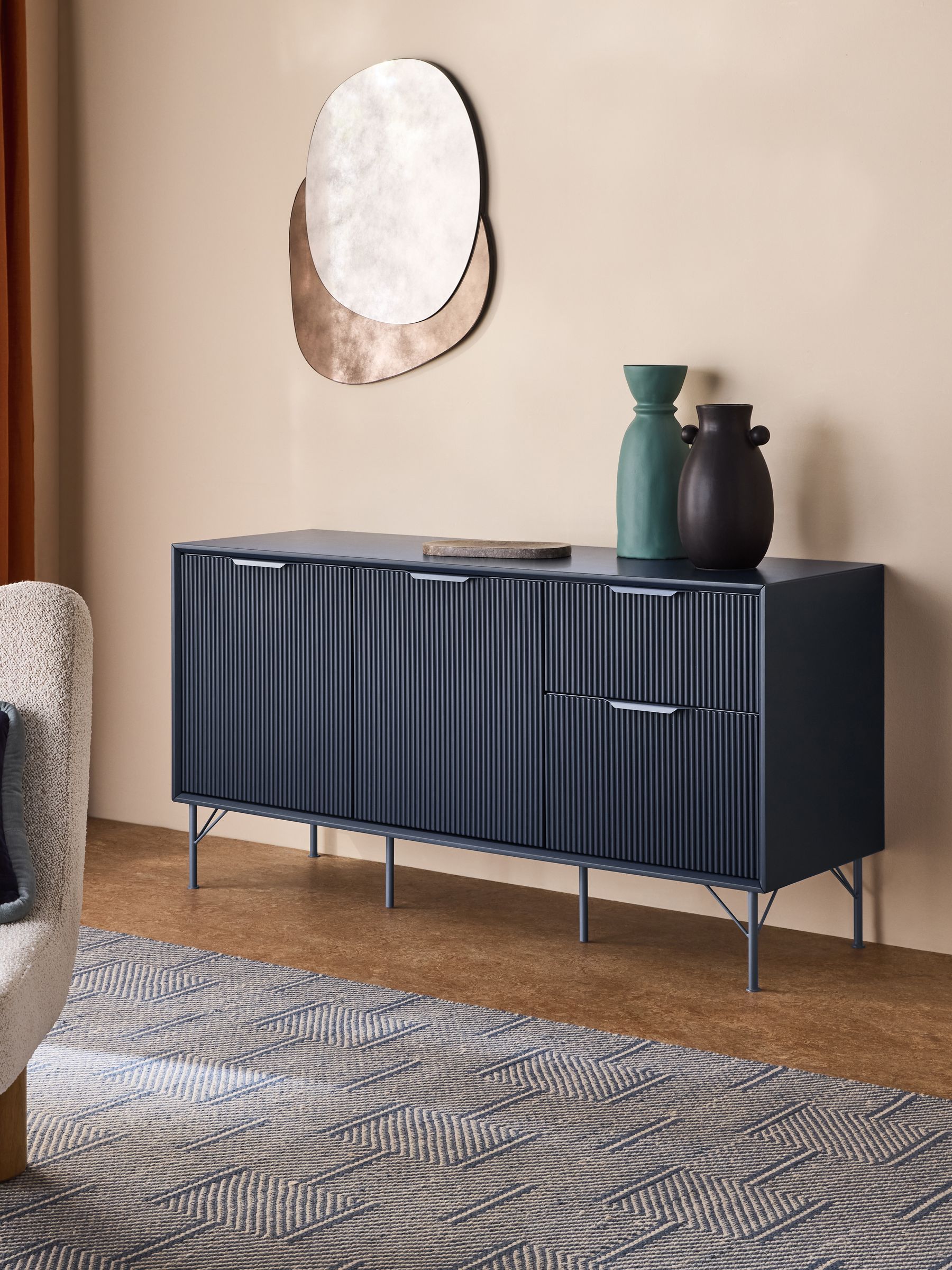 Elian Large Painted Sideboard in Navy Blue