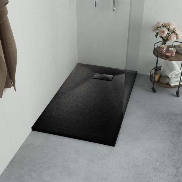Brodzik prysznicowy Czarny 80 x 80 cm Poliester vidaXL