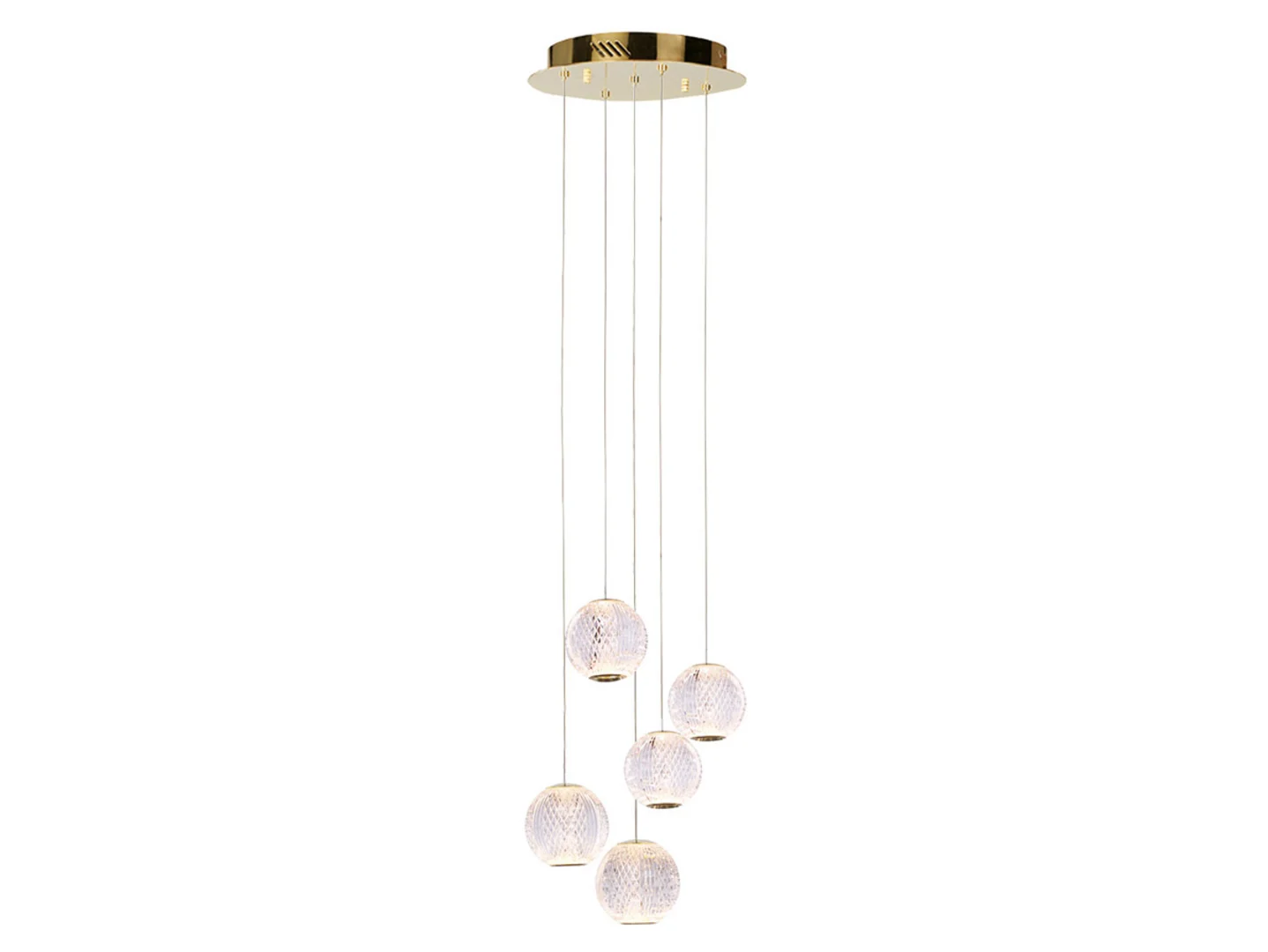 Lampa wisząca Rosario 5-punktowa szklana złota