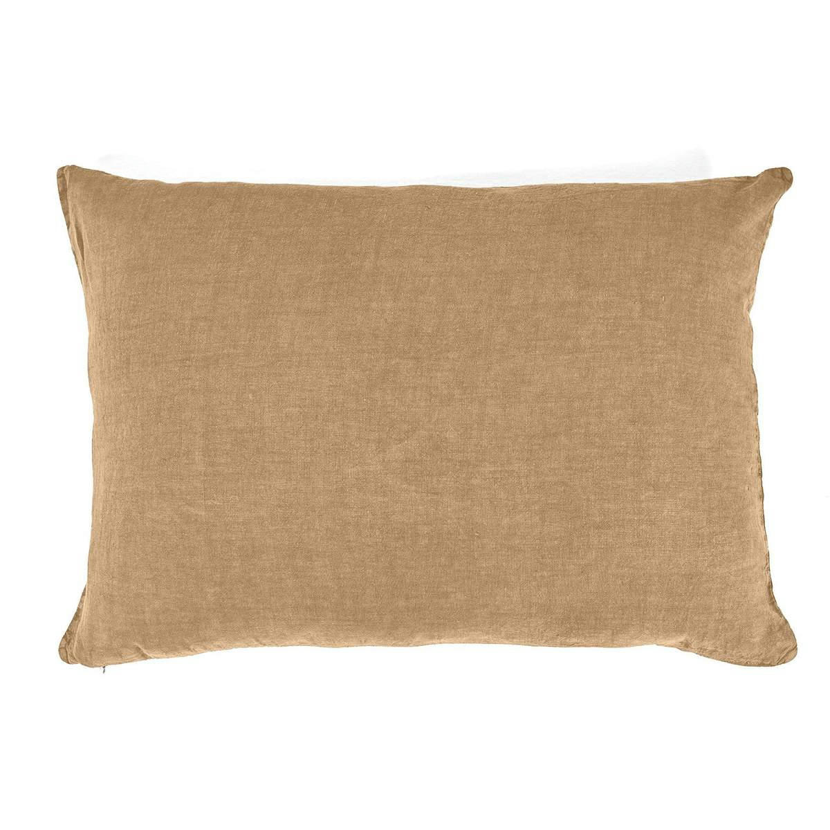 BASES DE LA LITERIE - Taie d'oreiller en lin pur lavé Ocre 45x95