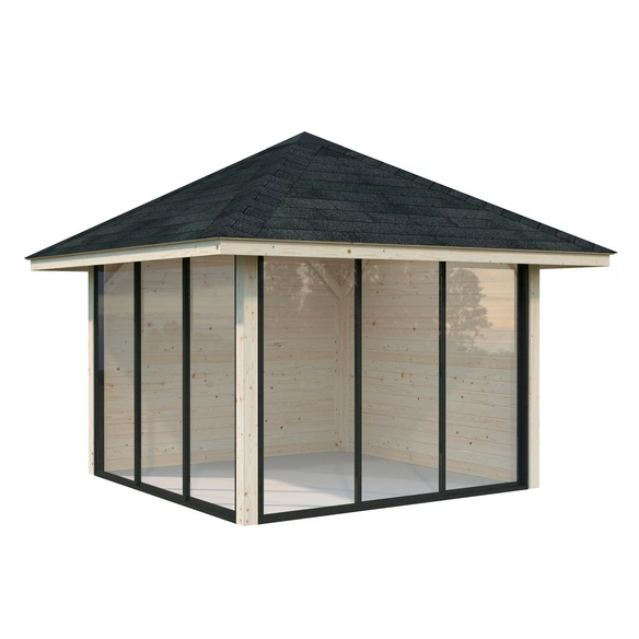 Pavillon »Bianca«, Aufstellmaße BxTxH: 384 x 384 x 319 cm, tauchgrundiert, Holz