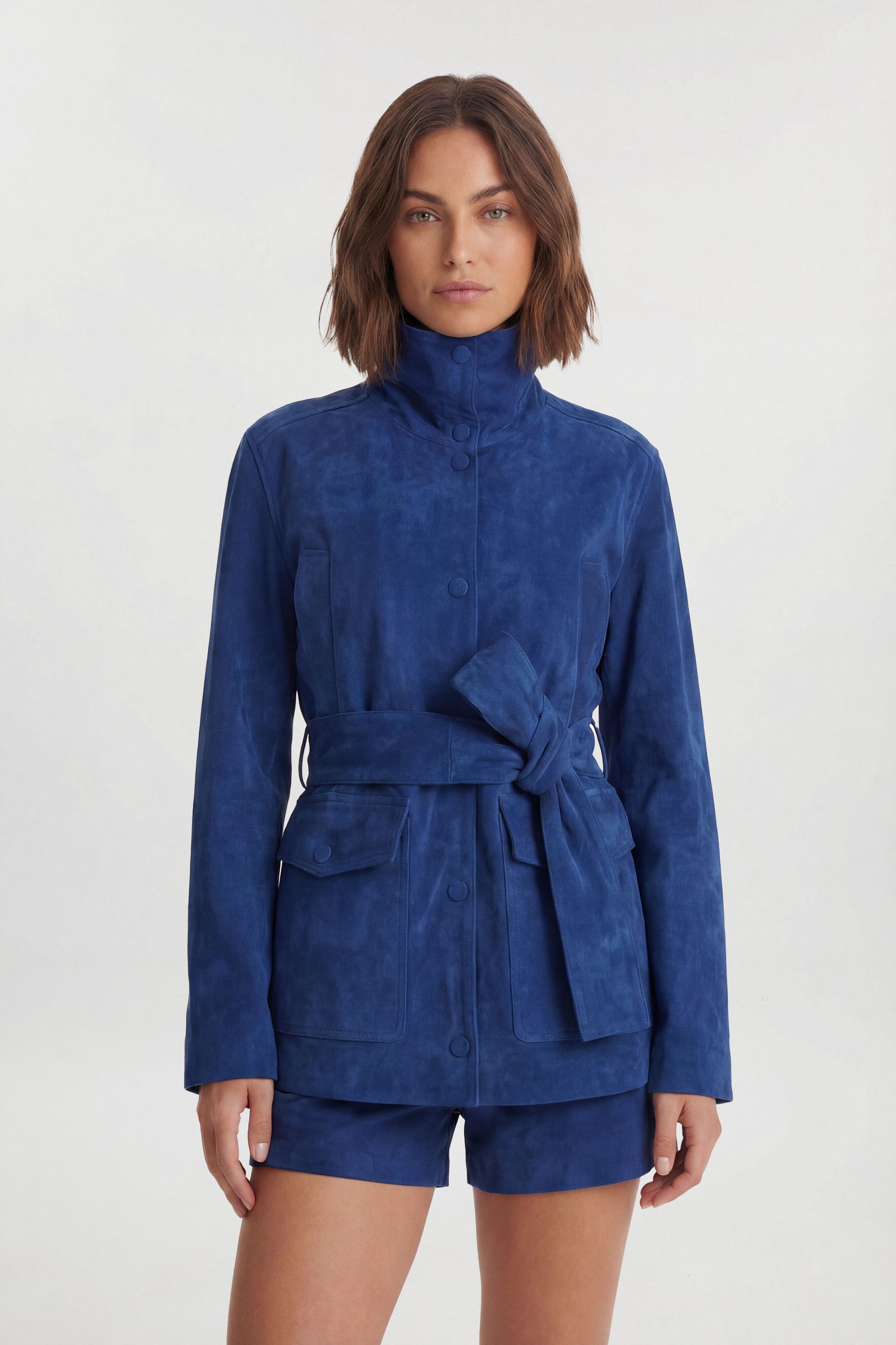 KarenMillen Suede High Collar Pocket Jacket