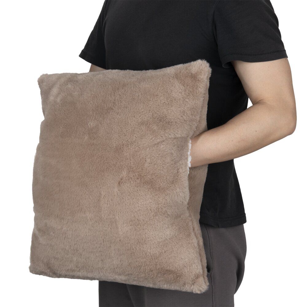 Coussin chauffe-mains uni doux 45x45cm (2 modèles)