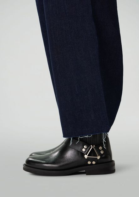 Zwarte leren biker boots