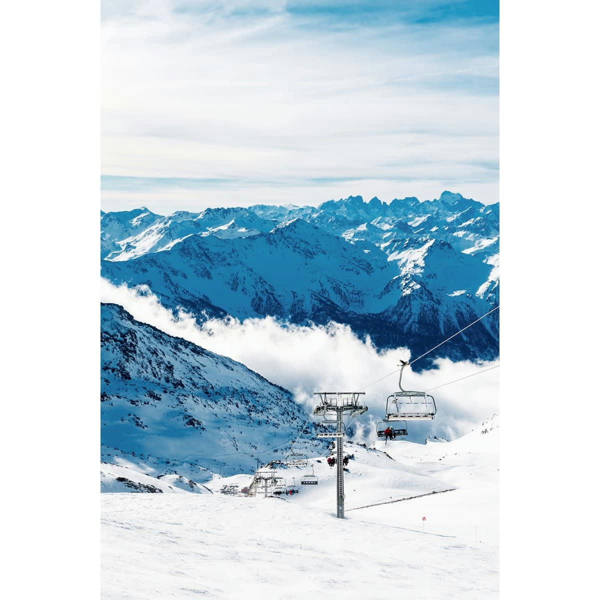 MONTAGNE - Tableau sur toile téléski Savoie 45x65 cm