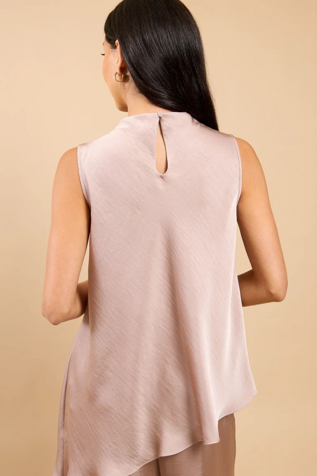 Little Mistress Mink Satin Asymmetric Top
