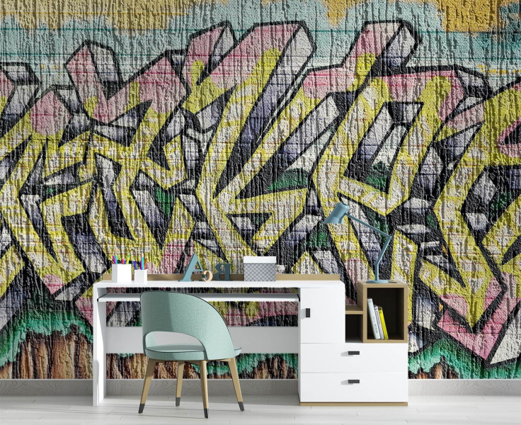 Feeby Fototapeta, Kolorowe graffiti na betonie 150x105
