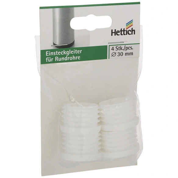 Einsteckgleiter, rund, weiß, Ø 30 x 21 mm