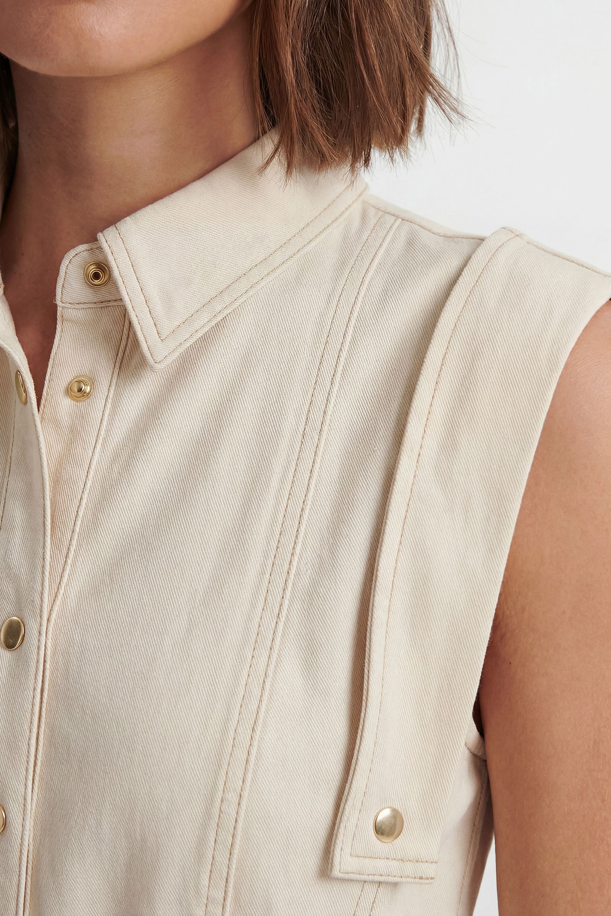 KarenMillen Petite Tailored Top Stitch Detail Belted Midi Dress